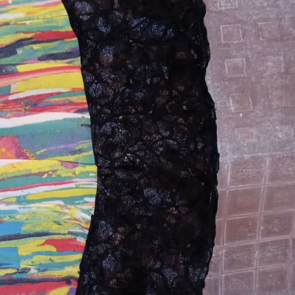 Bright Multi Colored Lace Trim Pleated Skirt - Picture 3 of 7